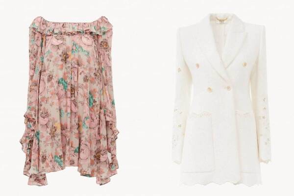 クロエ“海辺で過ごす夏”着想ウェア、フローラルプリントのフリルドレス＆花柄刺繍のテーラードジャケット