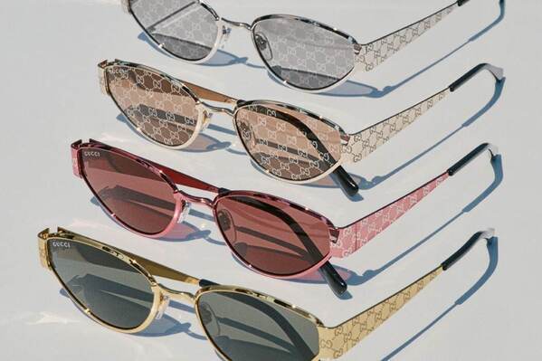 グッチ“煌めくメタルフレーム”サングラス、GGモノグラムのテンプルやレンズで