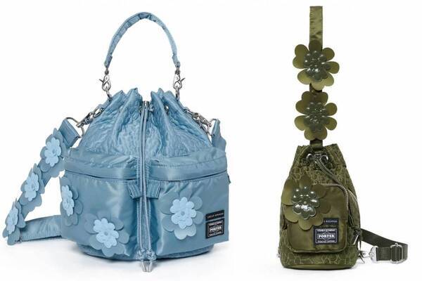 セシリー バンセン×ポーター、“フラワー装飾”の巾着型バッグ＆ミニショルダーバッグ