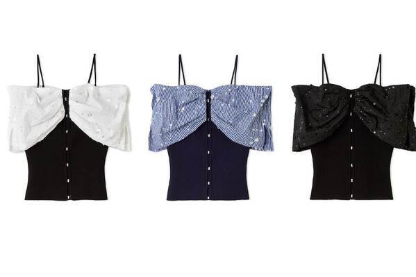 リリー ブラウン“ビジュー輝く”リボン型トップス、花咲くビジュースカートや厚底サンダルも