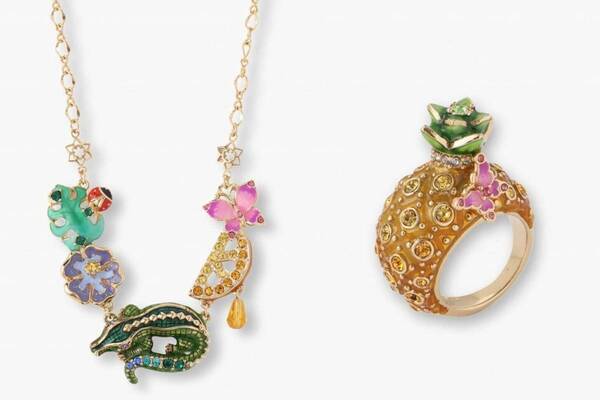 アナ スイ「トロピカル」アクセサリー、煌めくパイナップルネックレス＆ワニが巻き付くリングなど