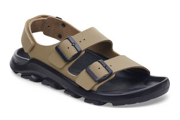 ビルケンシュトックのスノーピーク限定「モガミテラ」“カーキ×ブラック”アウトドアサンダル