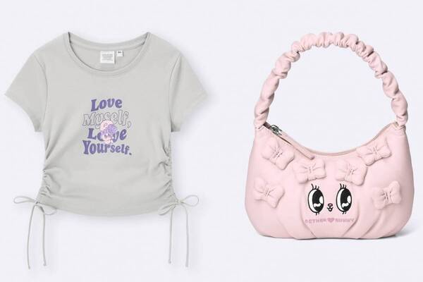 GU「エスターバニー」コラボウェア、バラ持つうさぎ刺繍のストライプシャツ＆サイドギャザーTなど