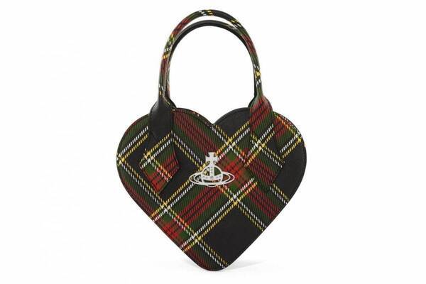 ヴィヴィアン・ウエストウッド“深み色”タータンチェック柄バッグ、ハート型ショルダーやがま口バッグ