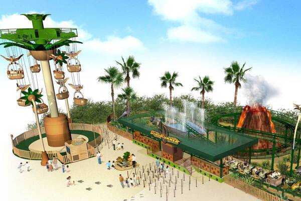 よみうりランド「恐竜」テーマの新アトラクション2種、“揺れ動く”ティラノサウルスコースターなど