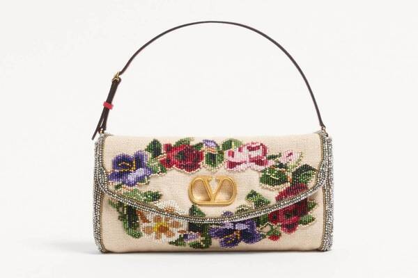 ヴァレンティノ ガラヴァーニ「ヴェイン」トップハンドルバッグやビーズ刺繍の花柄バッグ