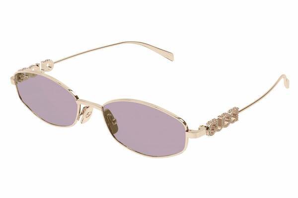 グッチのメタルサングラス、クリスタル装飾の立体ロゴorホースビットエンブレム付き