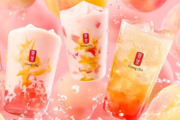 ゴンチャ真夏の桃ドリンク、“ごろごろ”ピーチ果肉入りミルクティーや華やかスパークリングティー