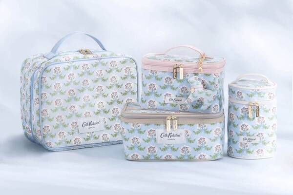 キャス キッドソン“水色の花柄”マルチケース全4型、大容量バニティポーチなど