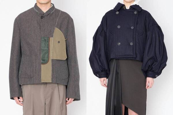 カラー“裏返し”デザインのアシンメトリーブルゾン＆ウールのボリューム袖アウター