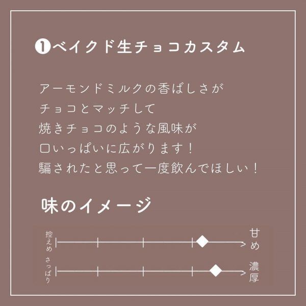 「ベイクド生チョコカスタム」味のイメージ