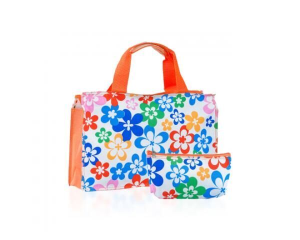 Flower pattern handbag and wallet isolated