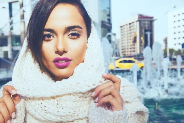 beautiful young woman with scarf