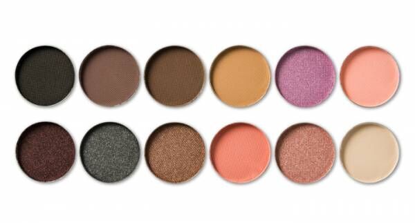 Palette of colorful eye shadows isolated on white