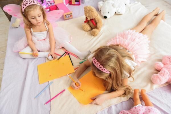 Pretty princess making images in bedroom