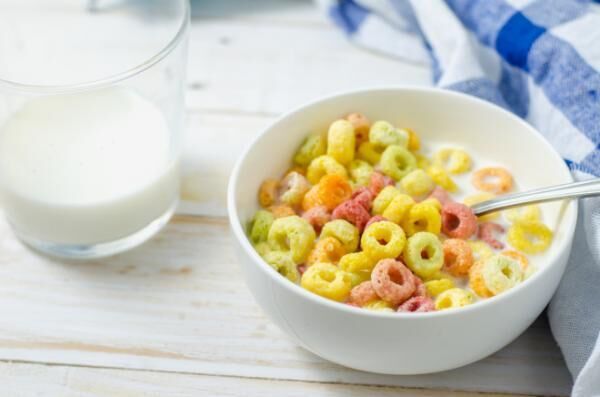 Morning meal, Colorful cereal with milk