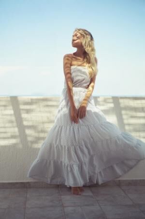Pretty woman in white dress