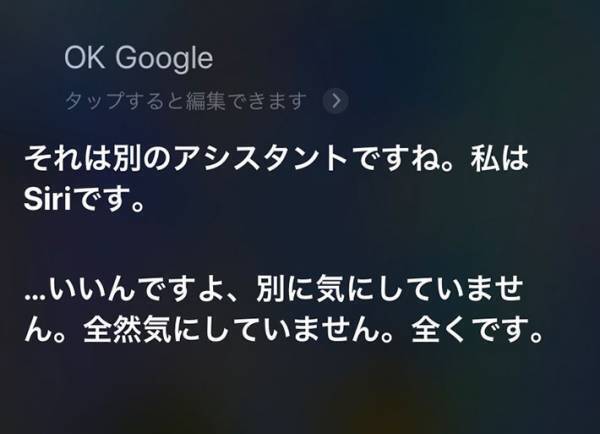 『Siri』に「OK Google」としつこく呼んだら見事な返しが…　【全８パターン】