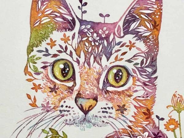 こんな絵は見たことない！　繊細な筆遣いから生まれたユニークな猫の水彩画