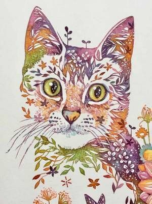 こんな絵は見たことない！　繊細な筆遣いから生まれたユニークな猫の水彩画