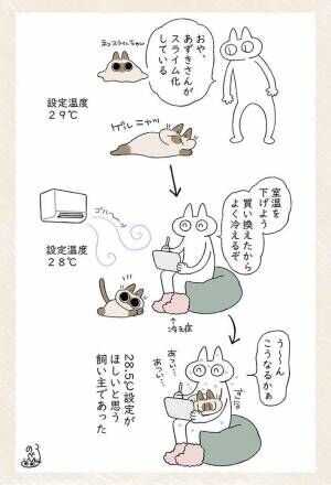 愛猫が暑くてスライム化…　「エアコンを買い替えたばかりだから」と室温を１℃下げた結果？