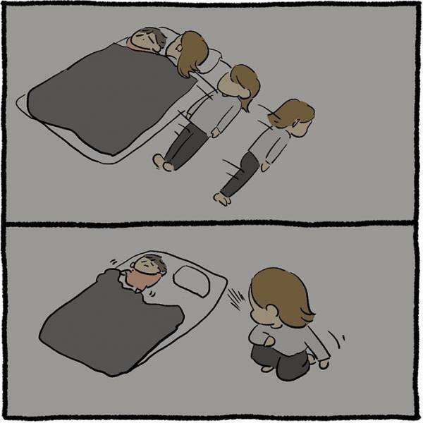 布団で娘を寝かしつけた母親　そっと部屋を出ると、猫が待ち構えていて…！？