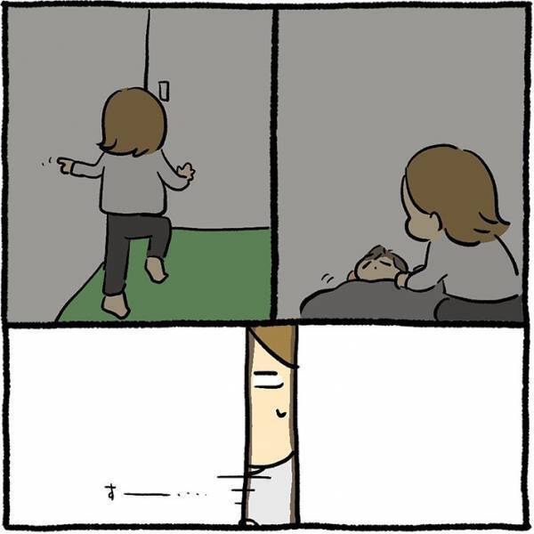 布団で娘を寝かしつけた母親　そっと部屋を出ると、猫が待ち構えていて…！？