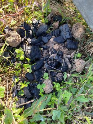 放置された炭の写真　キャンパーの注意喚起に「知らなかった」「無知は罪」