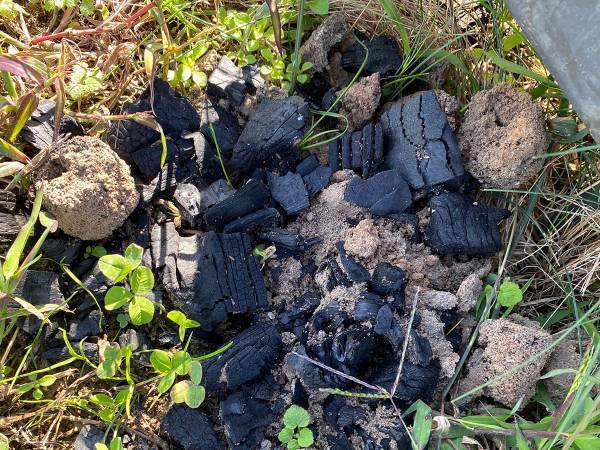 放置された炭の写真　キャンパーの注意喚起に「知らなかった」「無知は罪」