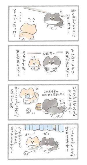 「涙腺崩壊」「泣いてしまう」　突然現れた黒い犬、愛犬が一緒に遊んでいると…