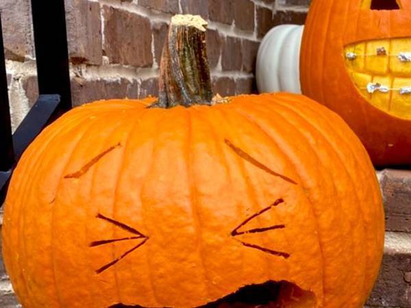 家の前で飾られたカボチャ　その全貌に「センスがダークすぎる」