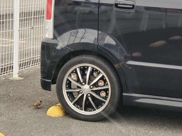 駐車場に停めていた車のタイヤ付近に１羽のスズメ　しかし、次第に増えていき？