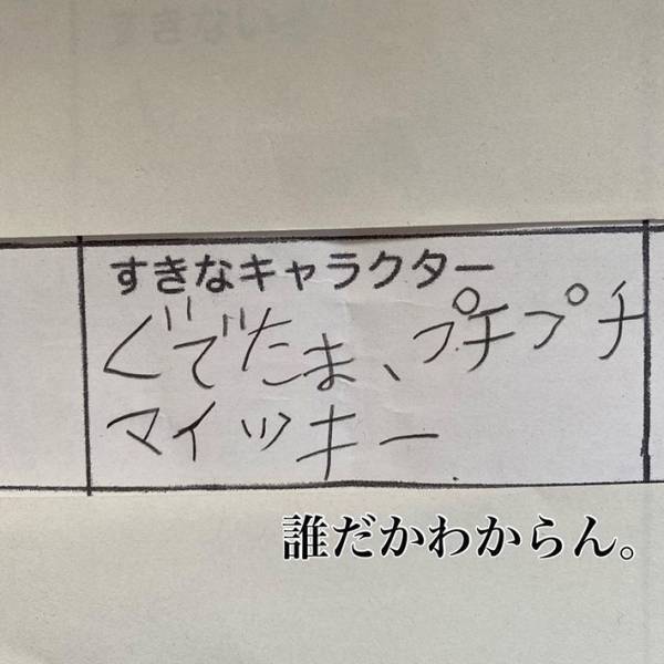 「面白すぎてお腹痛い」「眠気が飛んだ」　小１娘が自己紹介カードで珍解答連発