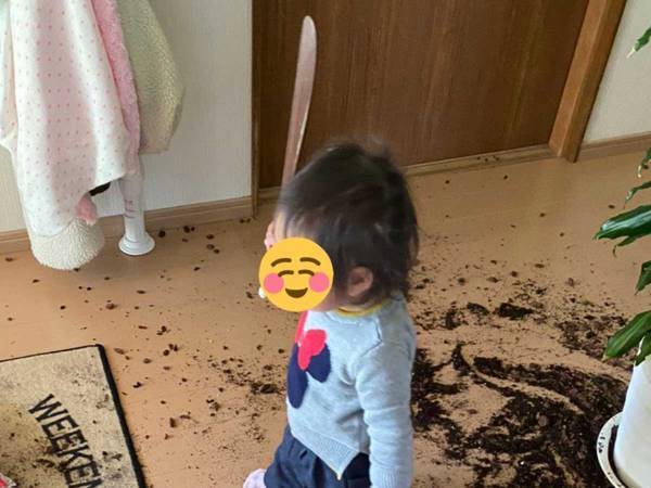「もう笑うしかない」　楽しそうな１歳の娘、床をよく見ると…