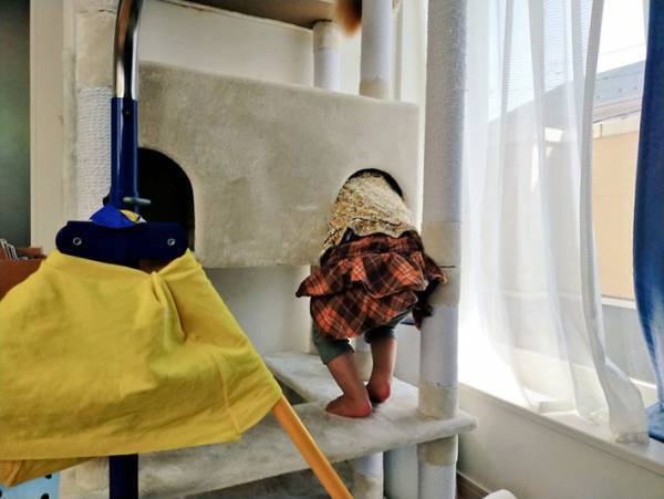 子供の遊びに付き合う愛猫、実は…？　子供と猫の関係性に心が温まる！