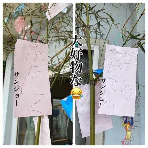 子供たちの書いた短冊の内容に爆笑！　冷蔵庫の中身の心配や、おじいの毛量を…