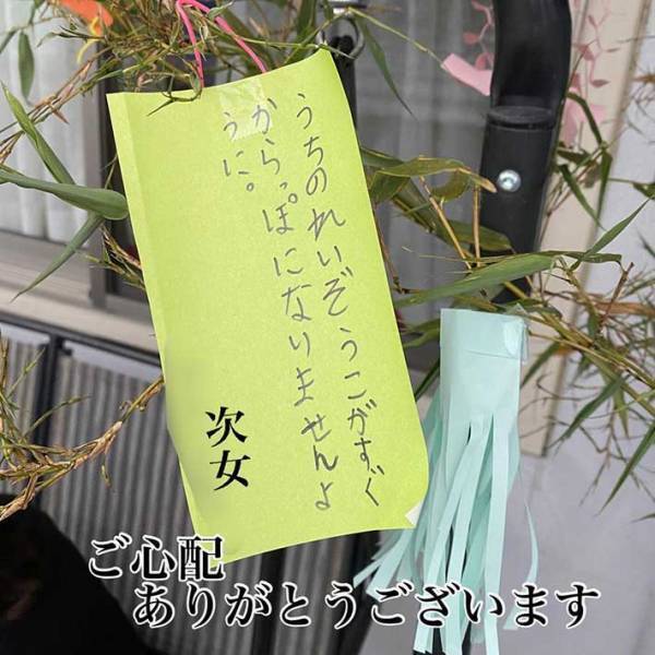 子供たちの書いた短冊の内容に爆笑！　冷蔵庫の中身の心配や、おじいの毛量を…
