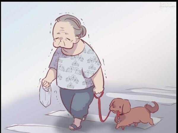 おばあさんと犬の散歩に５３万『いいね』！　その理由は…？