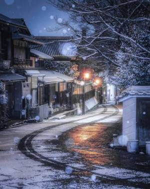 何気なく撮影された京都の街並み　雪とのコラボレーションが最高に美しい！