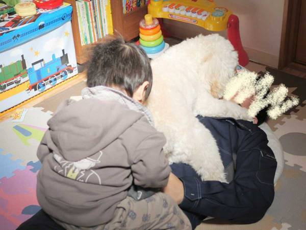 パパが帰ってきた！　その後、犬と息子の行動に笑ってしまう