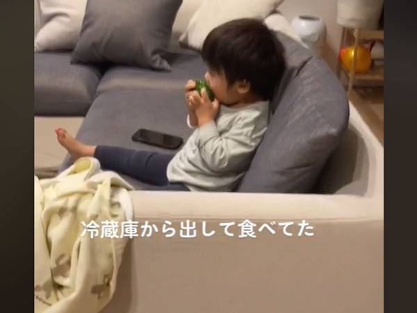 冷蔵庫から甘いものを食べていると思ったら…　息子の姿に「ウソでしょ！」