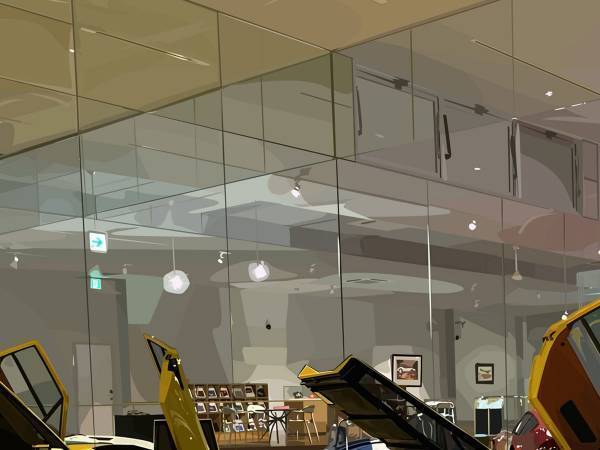 車が並ぶ光景の写真…　かと思ったら「脳が混乱しそう」