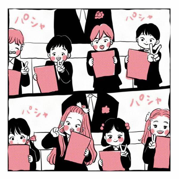 卒園式で、保護者にポーズをとる子供　６歳長女の行動に会場がザワッ