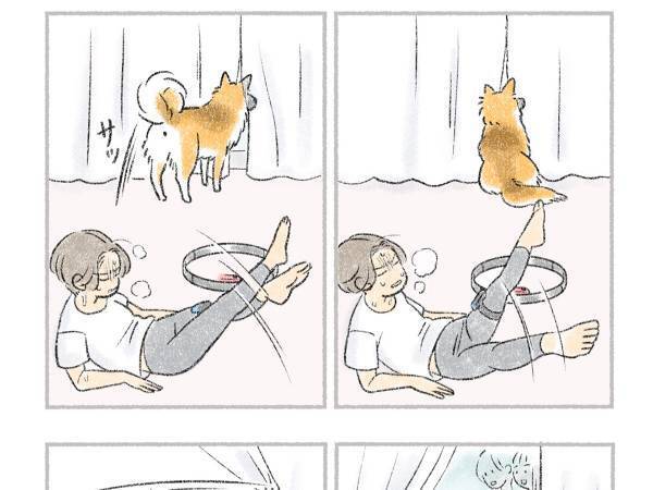 意図せず、筋トレ邪魔する愛犬　その行動に「爆笑した！」