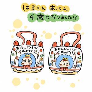 誕生日で先にケーキを食べきった双子　人生初の『ロウソク』が物騒に！