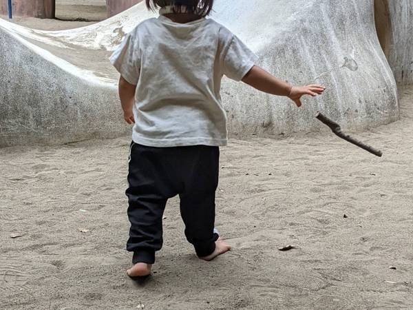 木の棒で遊んでいた２歳　「別の遊びをしよう」と切り替えた瞬間がこちら！