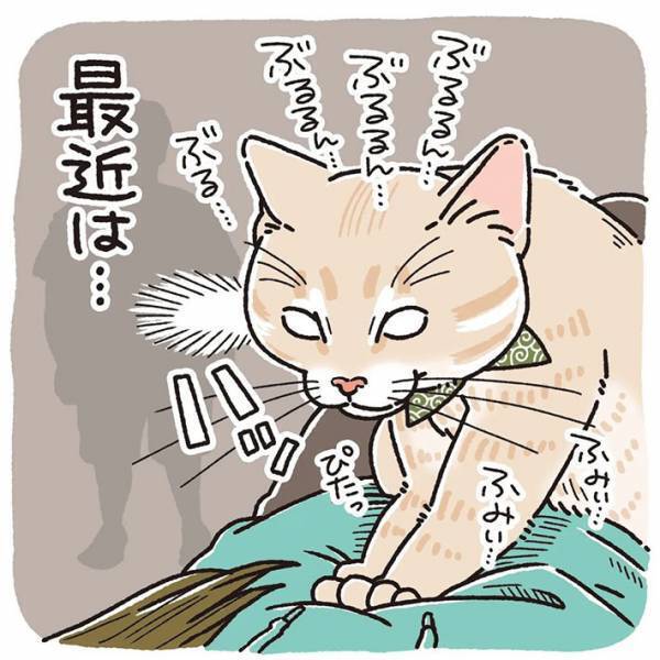 「恥ずかしがり屋さん！」　横たわる飼い主の上に乗って甘える猫　夫が近付くと？