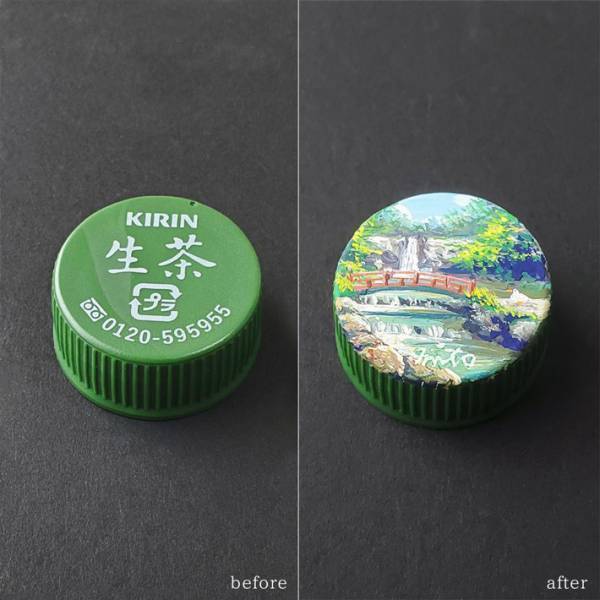 「多分、私しかやっていない」　ペットボトルのキャップの上に？