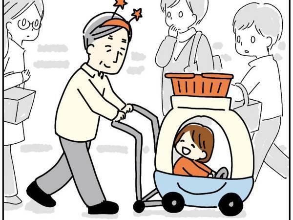 スーパーでカチューシャを着けるよう、孫に要求された祖父　やんわりと断るも？