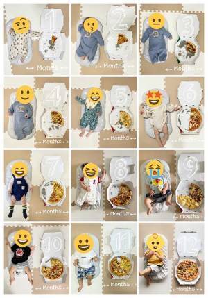 毎月、赤ちゃんとピザを並べて撮影…？　その理由に「ナイスアイディア」「おいしいしかわいい」